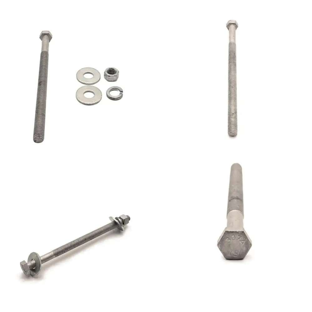 

Hot Dipped Galvanized Hex Bolt Kit 1/2-13 x 14, 25 Sets with Flat Washers, Nuts, Split Lock Washers, Grade A307, 6 Thread