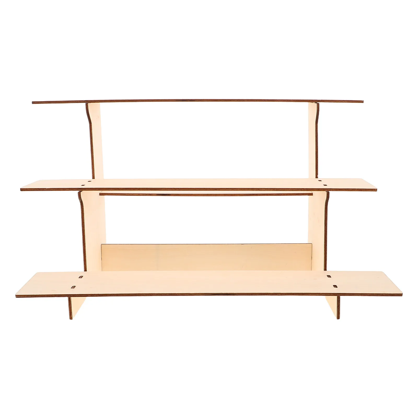 

3-Tier Wooden Jewelry Display Stand Natural Wood Finish Multifunctional Tabletop Rack for Earrings Necklaces Rings Brooches