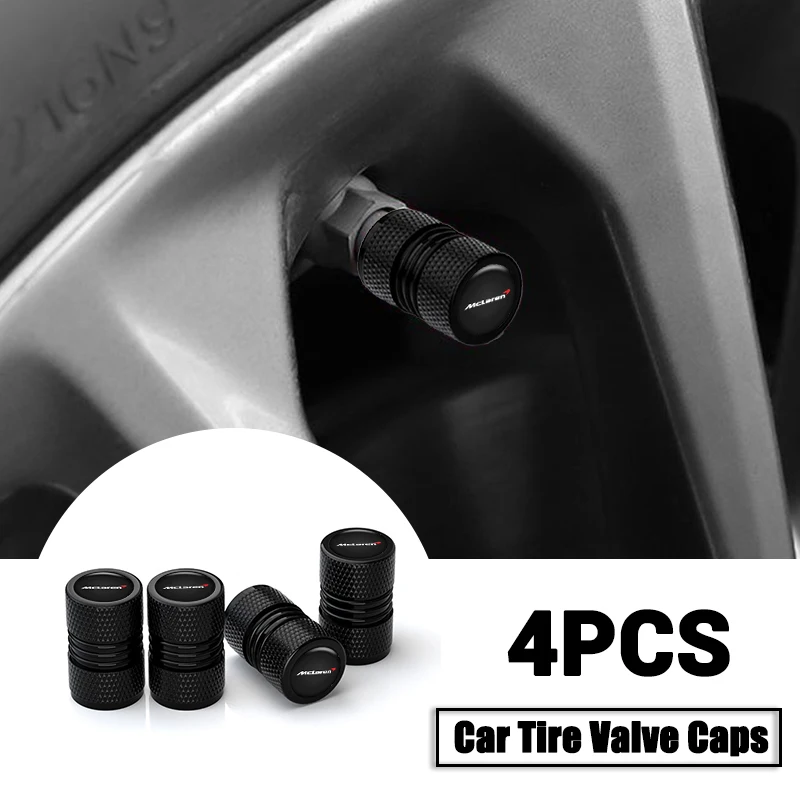 Tapas de válvula de neumático con logotipo de coche, cubiertas de vástago de neumático para Mclaren 720S GT 570 600LT 540C P1 Alcantara 2023 MCL60 Fórmula Uno F1 Team
