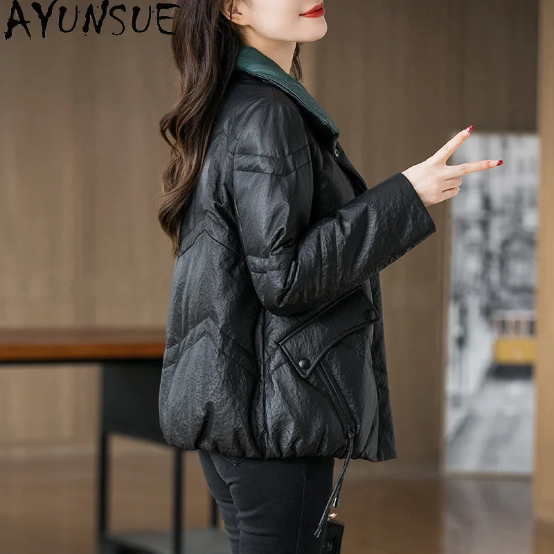 AYUNSUE Sheepskin Genuine Leather Jacket for Woman Winter Clothes 2026 Fashion Down Coat Women Short Korean Casaco Feminino