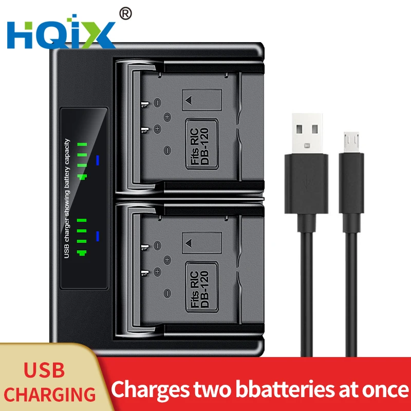 HQIX voor Ricoh GR4 camera DB-120 dubbele batterijlader