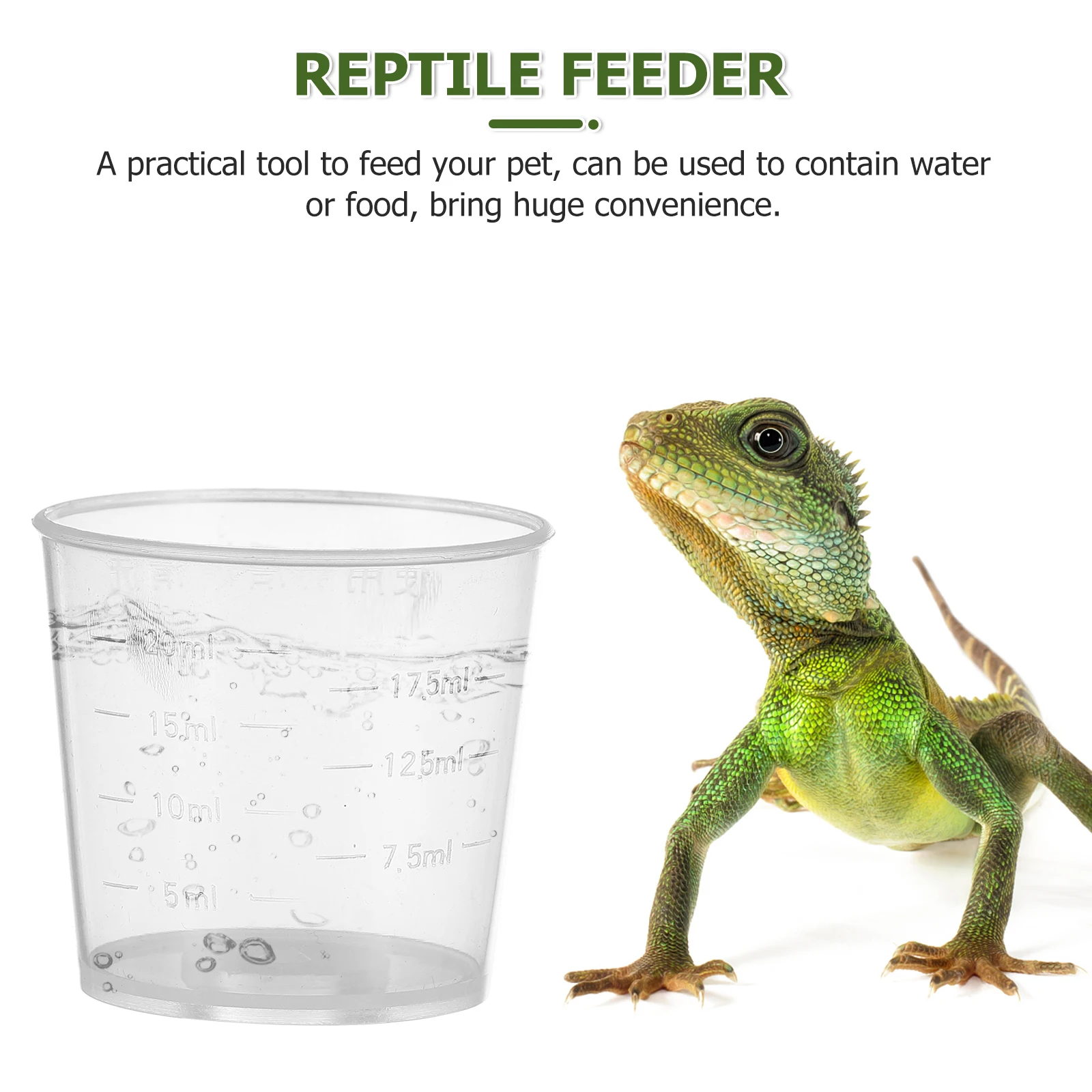 

20 Pcs Measuring Cup Set for Reptile Feeding Perfect Size 20ml Wide Application Gecko Snake Turtles Pet Food Water Bowl