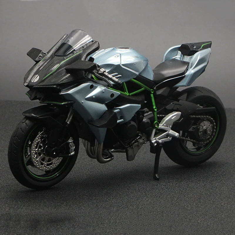 1:12 H2 R motocicleta modelo de liga fundida brinquedo preto Ninja H2R moto coleção destacável preto