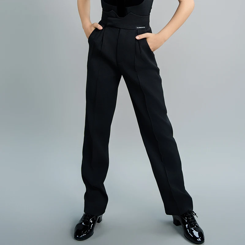 جديد اللاتينية ممارسة الرقص السراويل السوداء عالية الخصر مستقيم من خلال السراويل الصبي قاعة الرقص التانغو الفالس الأداء بنطلون XH2939