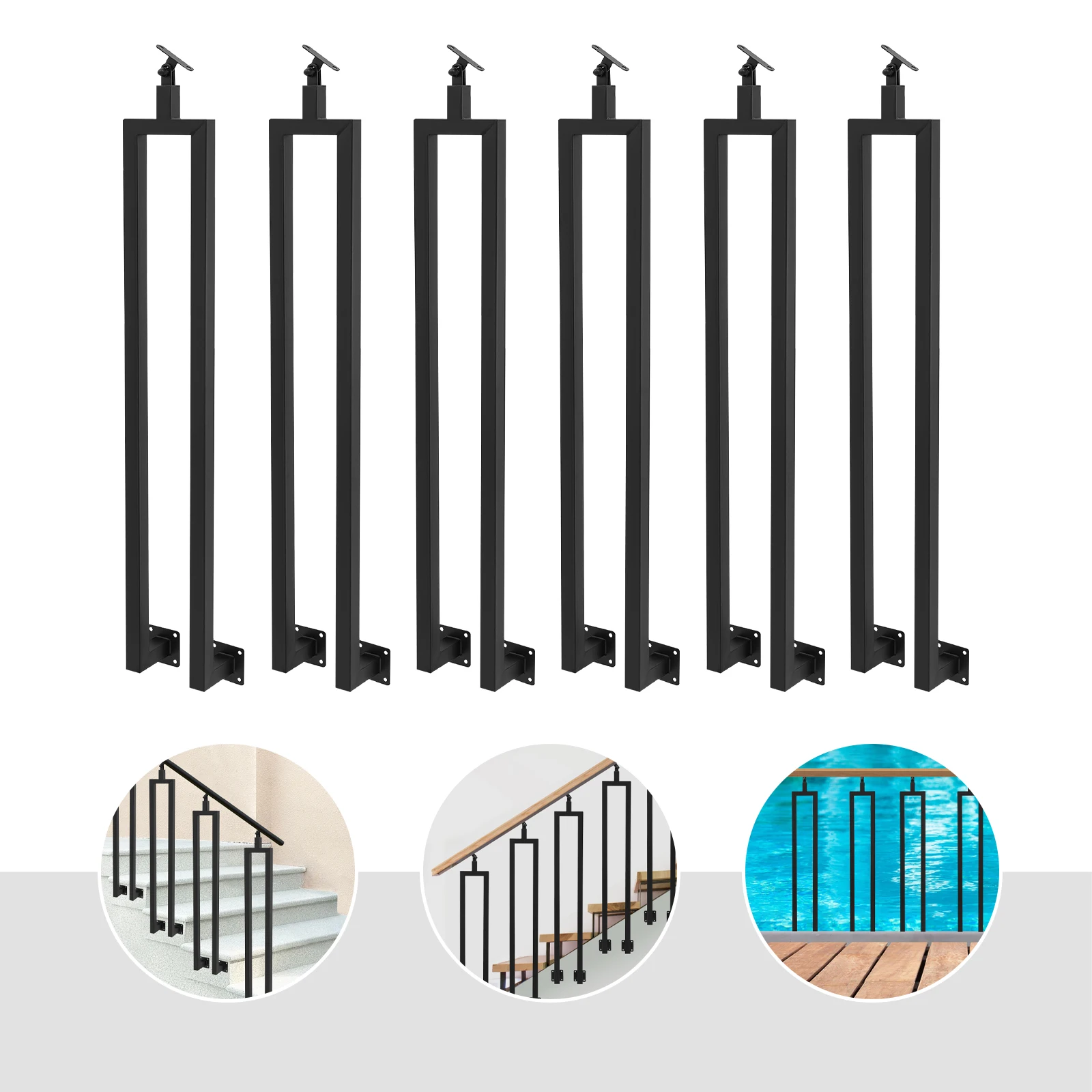 4/6 шт. U-образные лестничные балясины с регулируемым верхним кронштейном для внутренней лестницы, промышленные железные балясины с боковым креплением