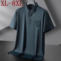 8XL 7XL 6XL 2024 New Summer High End Fashion Mens Polo Shirt Ice Silk Breathable T-Shirt Homme England Style Shirts For Men Tops