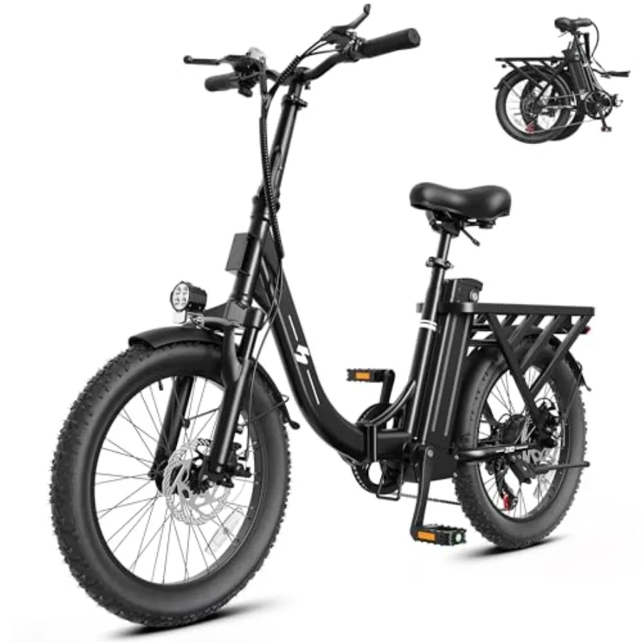 

Foldable electric bike for urban commuting, aluminum alloy frame, matte black finish, 1200W peak motor with 80-mile range and 2