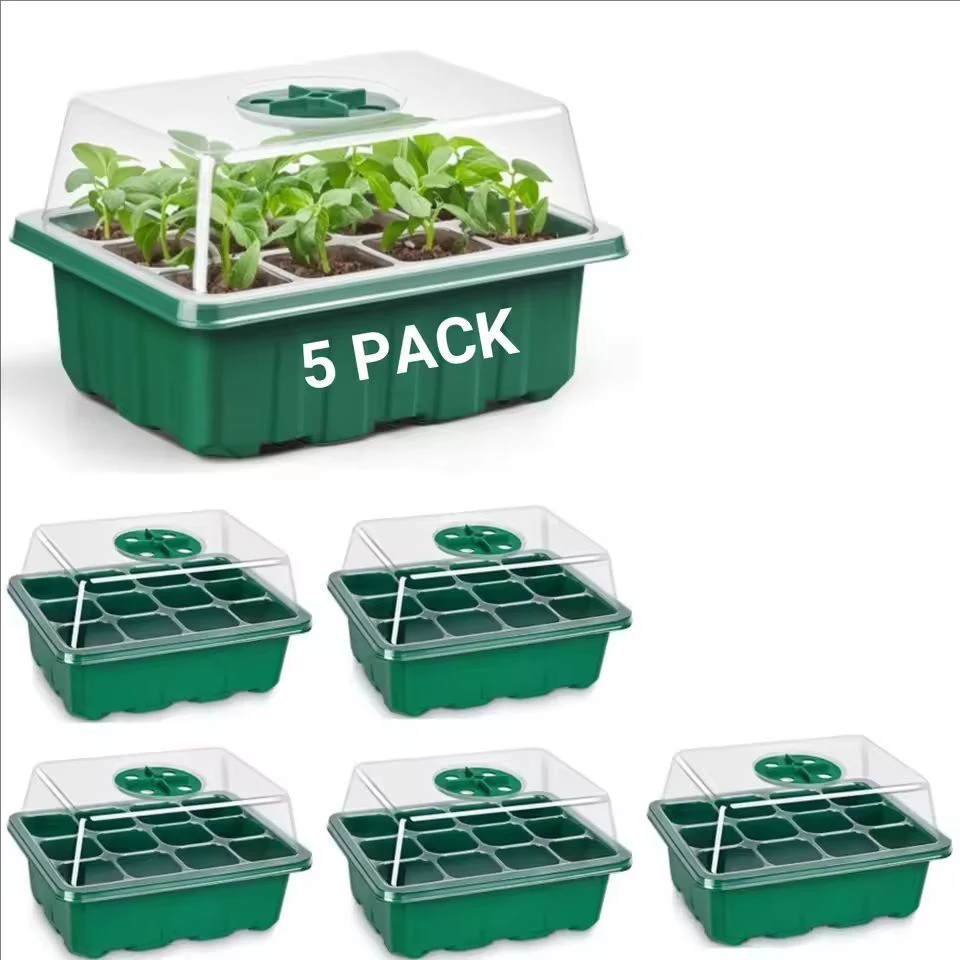 10pcs/5pcs Seedling Trays Seed Starter Kit Mini Propagator Plant Grow Kit with Humidity Vented Domes and Base for Seeds Starting