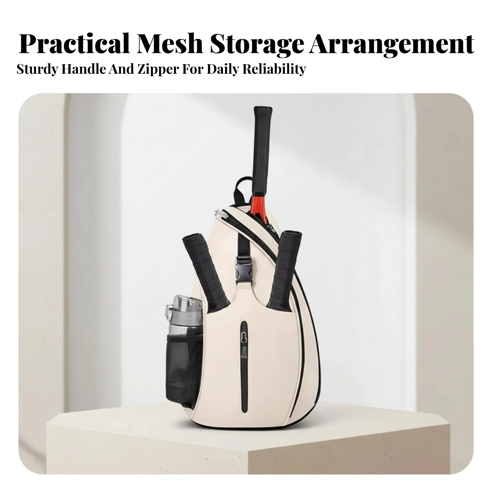 Pickleball Backpack Sturdy Badminton Gear Bag Crossbody Racket Bag Spacious Sports Equipment Breathable Mesh Pad for Women, Gym view 2