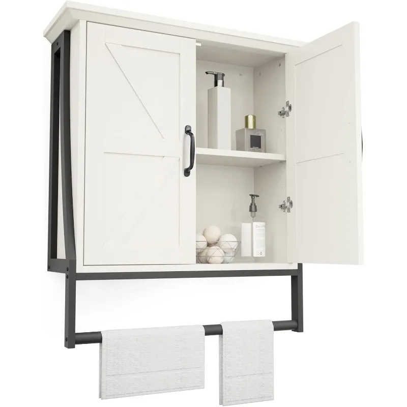 Bathroom Cabinet Wall Mounted, Bathroom Wall Cabinet Above Toilet, 2 Barn Door Wall Cabinet for Bathroom Storage