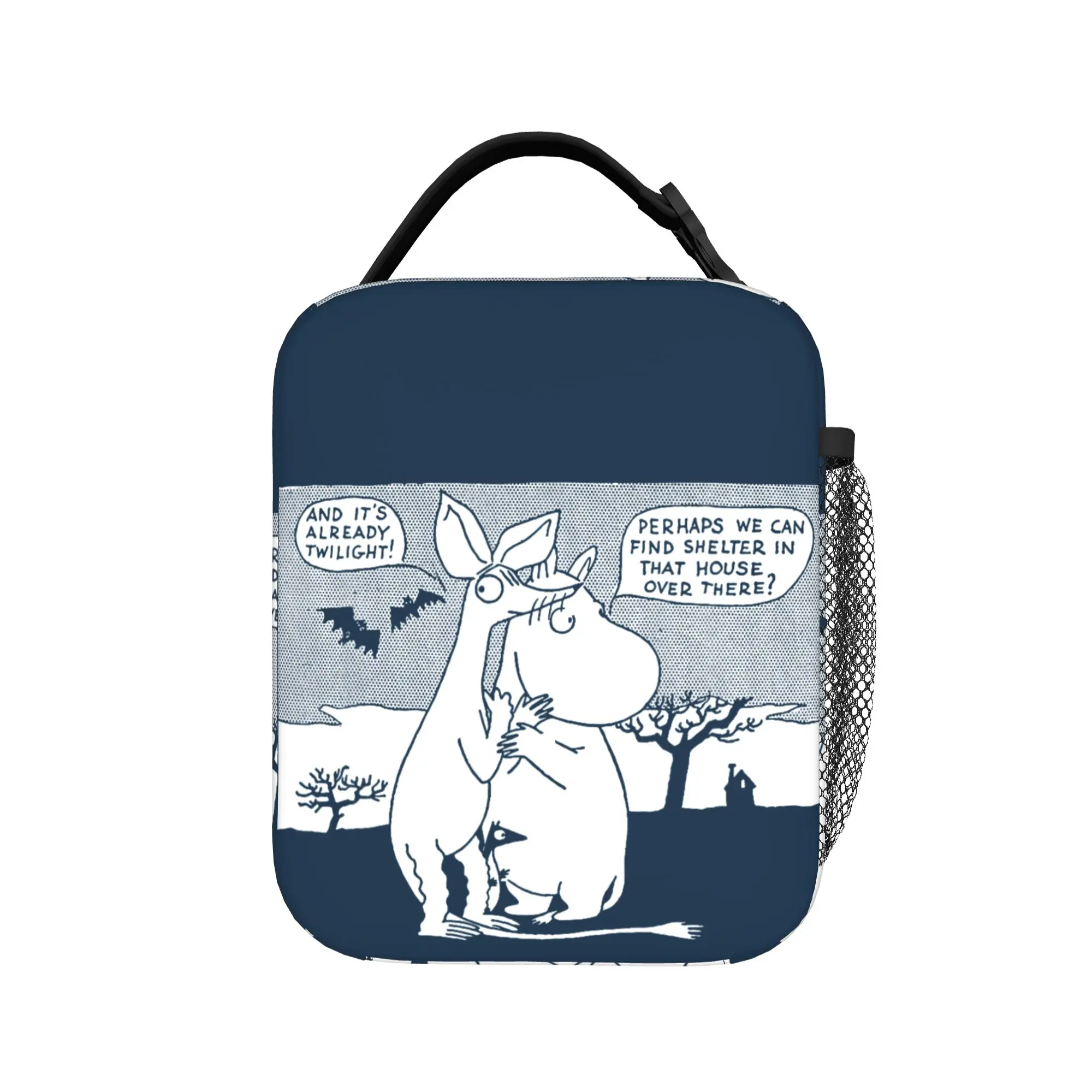 Moomings Moomintroll & Sniff Spooky Comic Strip Insulated Lunch Bags Thermal Bag Reusable,Meal Container Large Tote Lunch Box