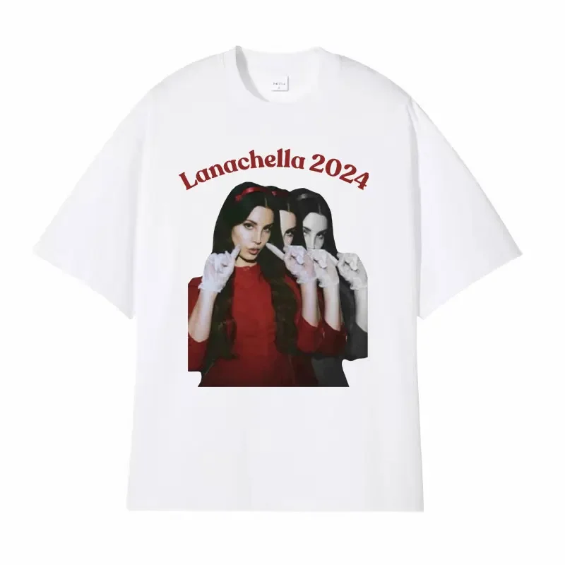 Singer Lana Del Rey 2024 Unisex Tee Shirt Men Women's Fashion Aesthetic Retro T-shirt Casual 100% Cotton T Shirt Tops Streetwear