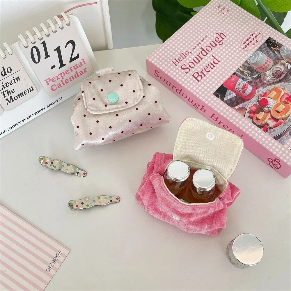 Neue Mehrzweck-Mini-Make-up-Tasche, tragbare Aufbewahrungstasche mit Druckknopf-Design, leichte Aufbewahrungstasche für Kopfhörer im koreanischen Stil