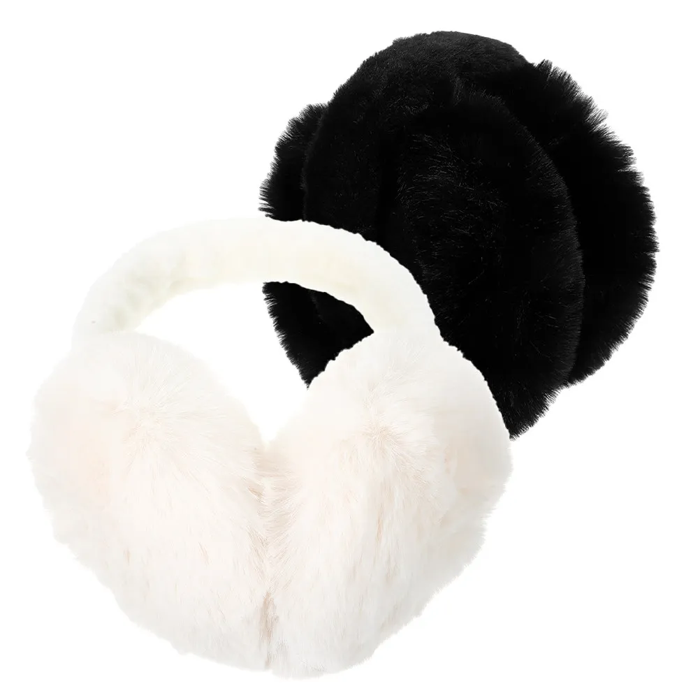2Pcs Warm Earmuffs Foldable Ear Warmer for Women Soft Lightweight Ear Cover Winter Outdoor Protection Earmuff for Women