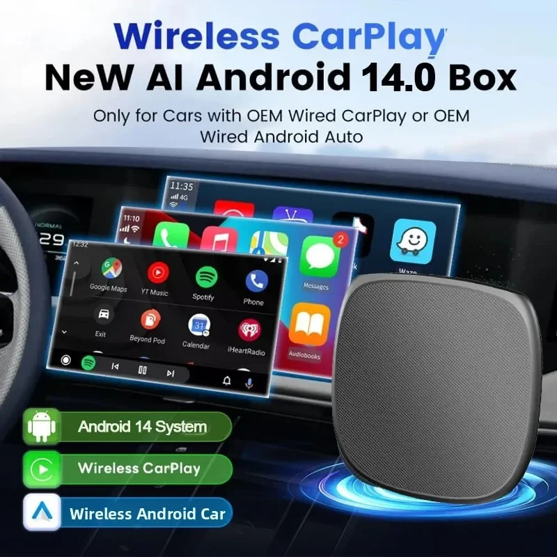 Android 14 TV Box Smart CarPlay Ai Box 4G 8-Core Wireless CarPlay Android Auto Play Store For YouTube Netflix Car Accessories