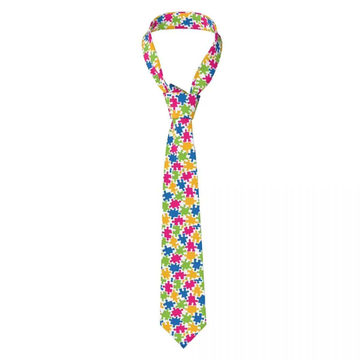 

Mens Tie Slim Skinny Colorful Puzzle Peices Background Necktie Fashion Free Style Tie for Party Wedding