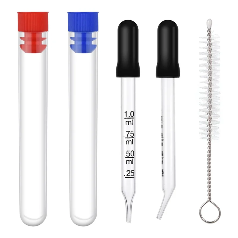 뜨거운 판매 2Pcs 1Ml 눈 Dropper, 측정이있는 유리 피펫 구부러진 & 직선 팁 Eyedropper 교정 액체 Dropper