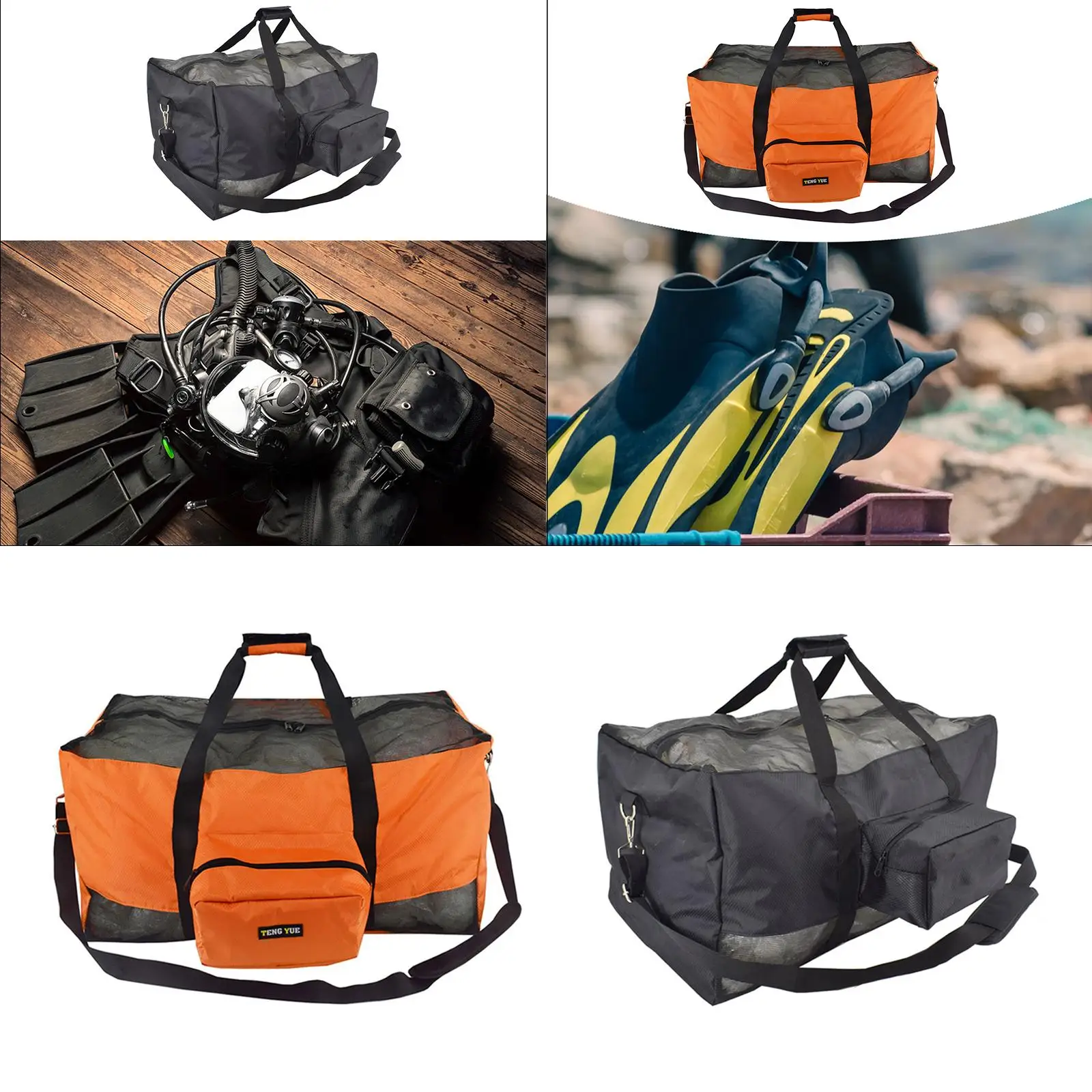 

Scuba Snorkeling Mesh Dive Bag Adjustable Shoulder Strap for Adults Breathable