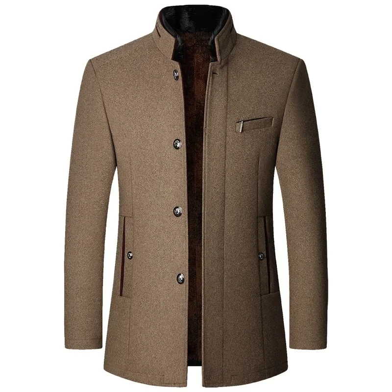 Men Woollen Blazers Jackets Cashmere Trench Coats Stand-up Collar Business Casual Suits Coats Male Winter Jackets and Coats 4XL