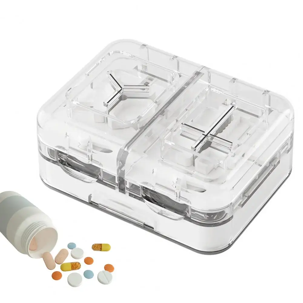 

Easy-to-use Pill Splitter Professional Pill Cutter Portable Pill Cutter Storage Container Organizer for Travel Double Layers