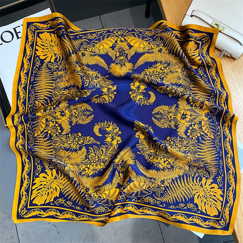 100% Pure Silk Scarf Women Spring Summer Square Neck Scarves Foulard Female Bandana Hiagh Quality Solid Bufanda 2024