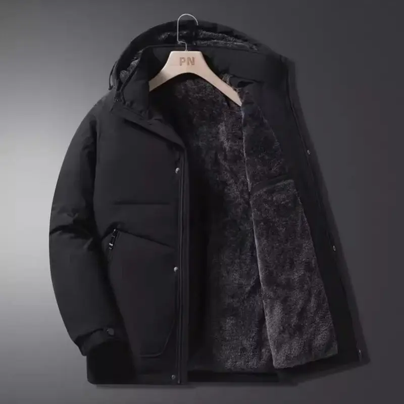 سترة رجالية سميكة مبطنة بالقطن دافئة مبطنة بالصوف قبعة قابلة للإزالة لخريف وشتاء الأعمال عادية في منتصف العمر وكبار السن #6