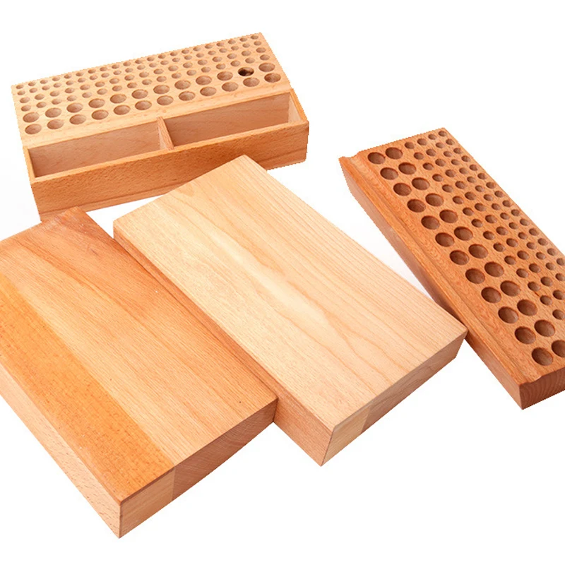100 Holes Beech Handwork Tools Holder Box Leather Craft Tool Organizer Rack Drill Bits Storage Stamp Punch Tools Storage Box