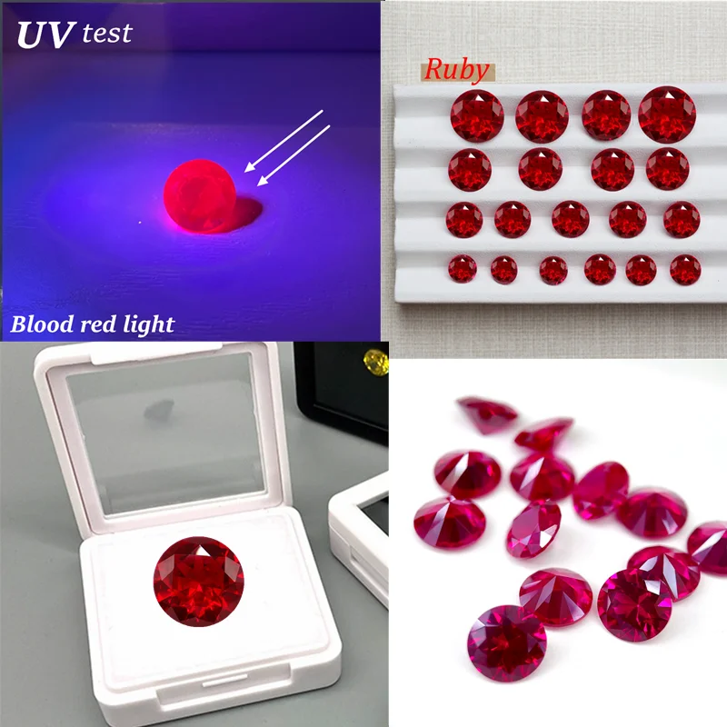 Pretty Ruby Stone Gem Pass UV Test Round Cut VVS Loose Gemstone for Jewelry Making/Accessories/ Collection Fine Gemstone