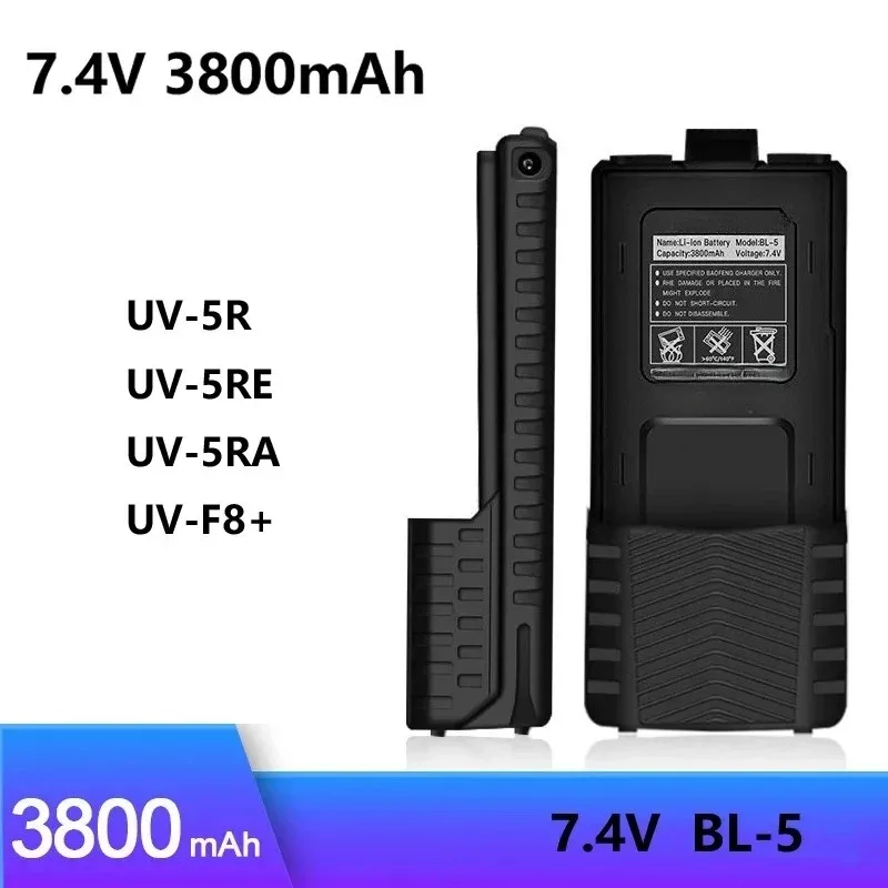 High‑quality 7.4V 3800mAh Walkie Talkie Battery BL‑5 Extended Rechargeable Battery for BaoFeng UV‑5R Radio Accessories