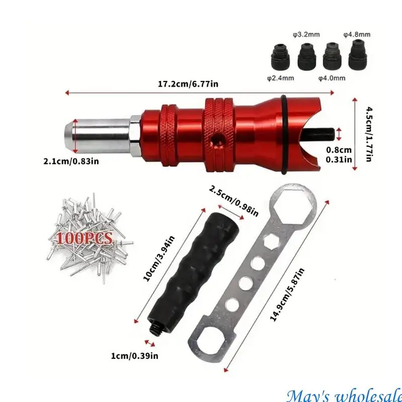 Adaptateur pistolet à rivets haute Performance, tête Conversion avec 100 Rivets, améliore stabilité poignée pour