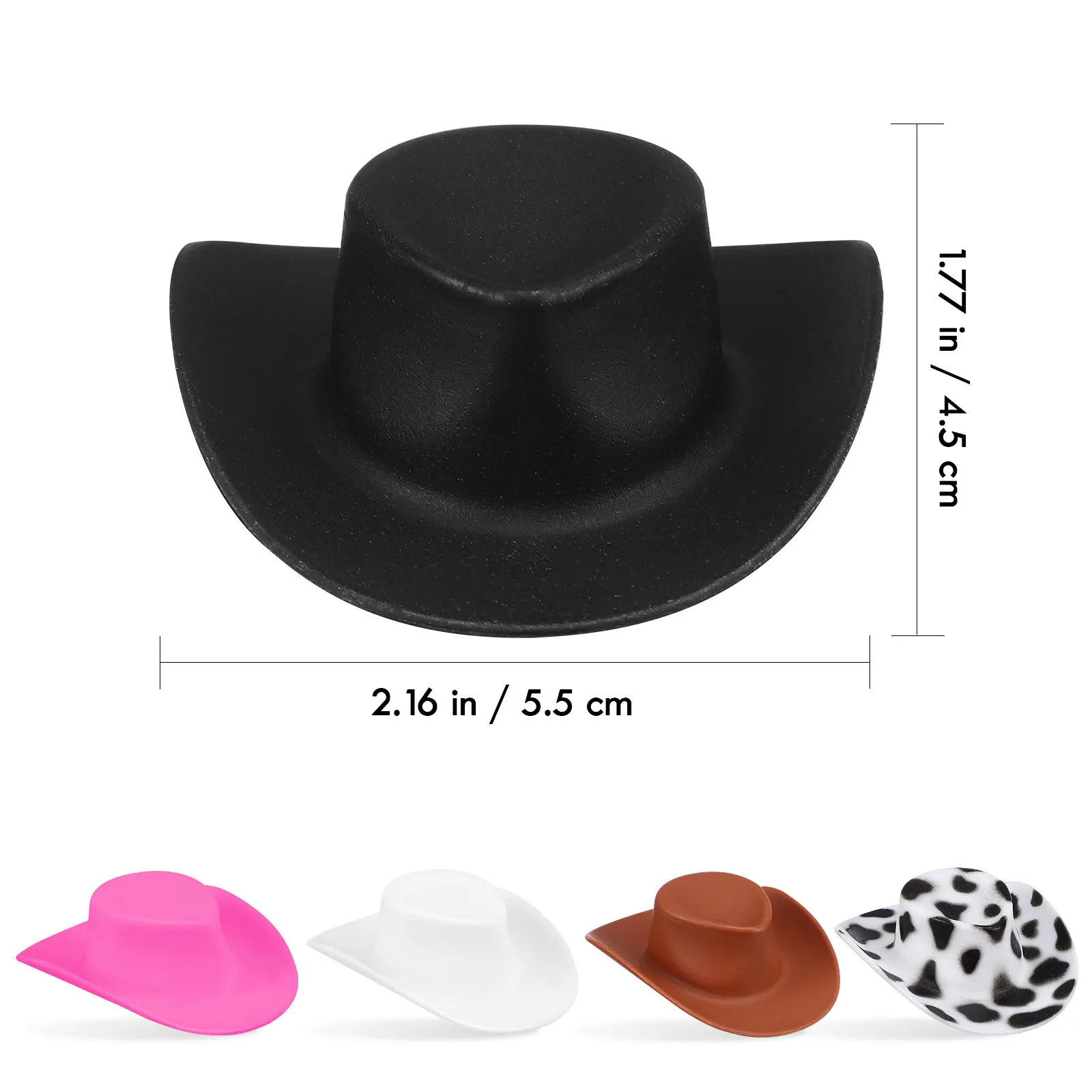 40Pcs Mini Cowboy Hats Plastic Tiny Hats for Crafts Cupcake Toppers Home Decor Party Favors Dollhouse Miniatures Decor