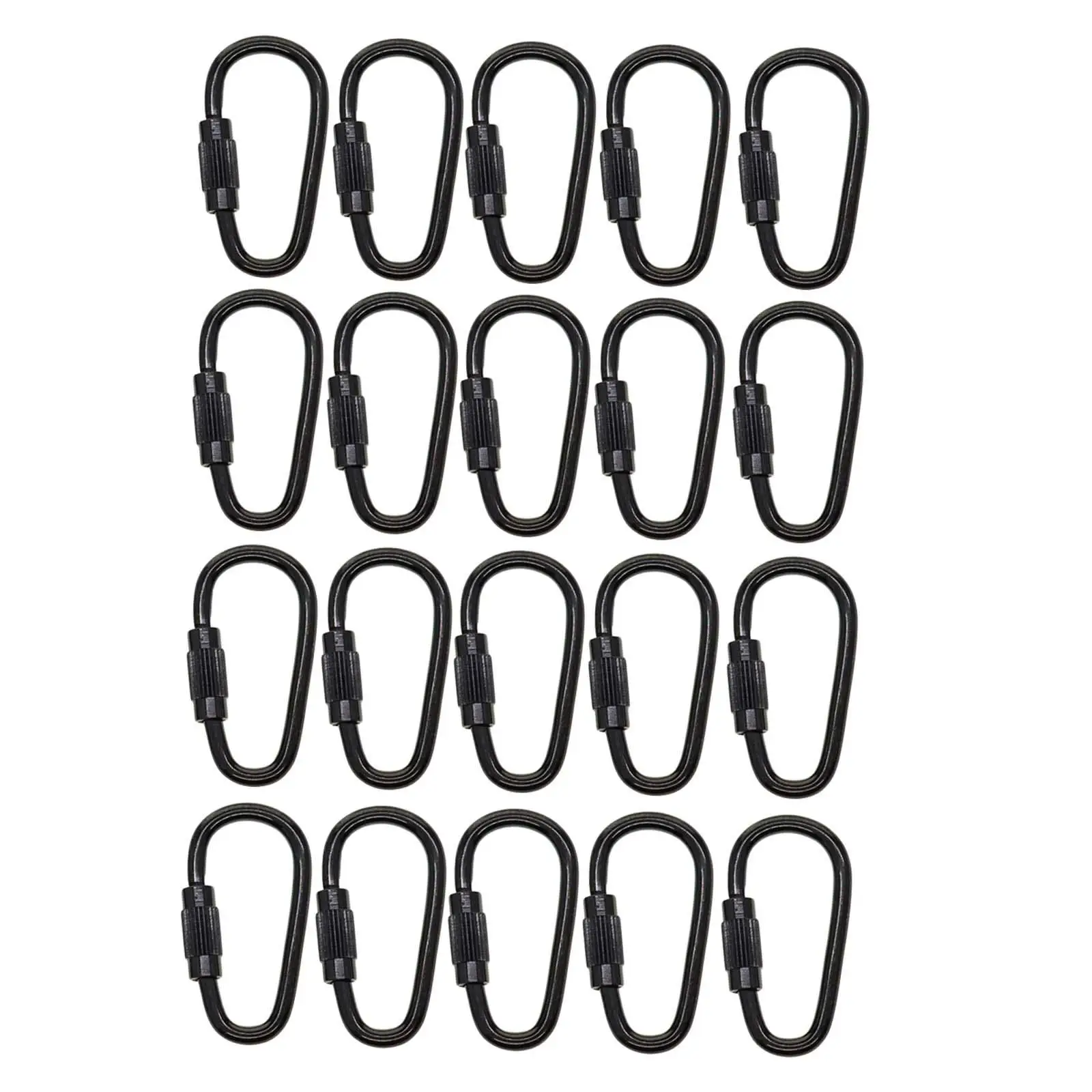 20Pcs Small Locking Carabiner Clip Screw Lock Carabiner Steel Black Hanging