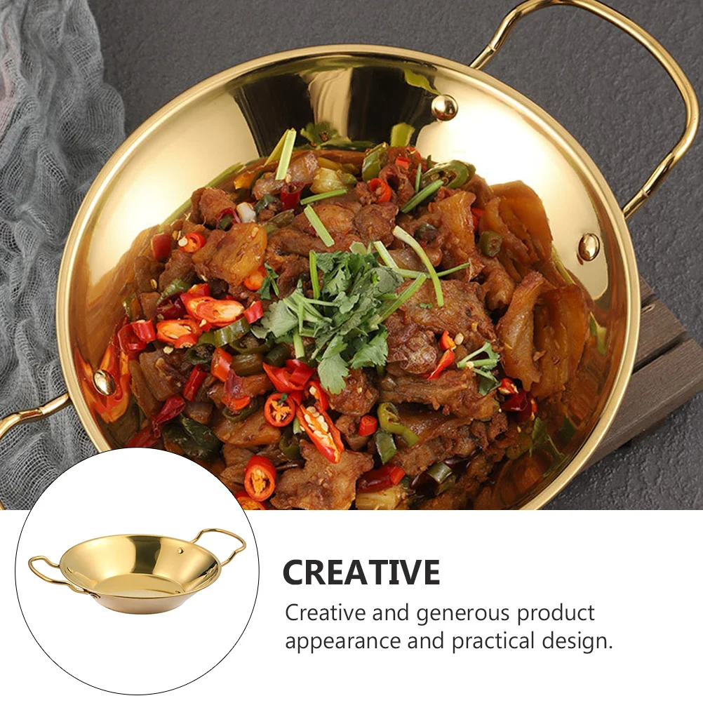 

Dry Stainless Steel Thickened Cooking Pot Home Kitchen Double Ear Reheating Pan Noodle Cookware Utensil Household Hot Pot