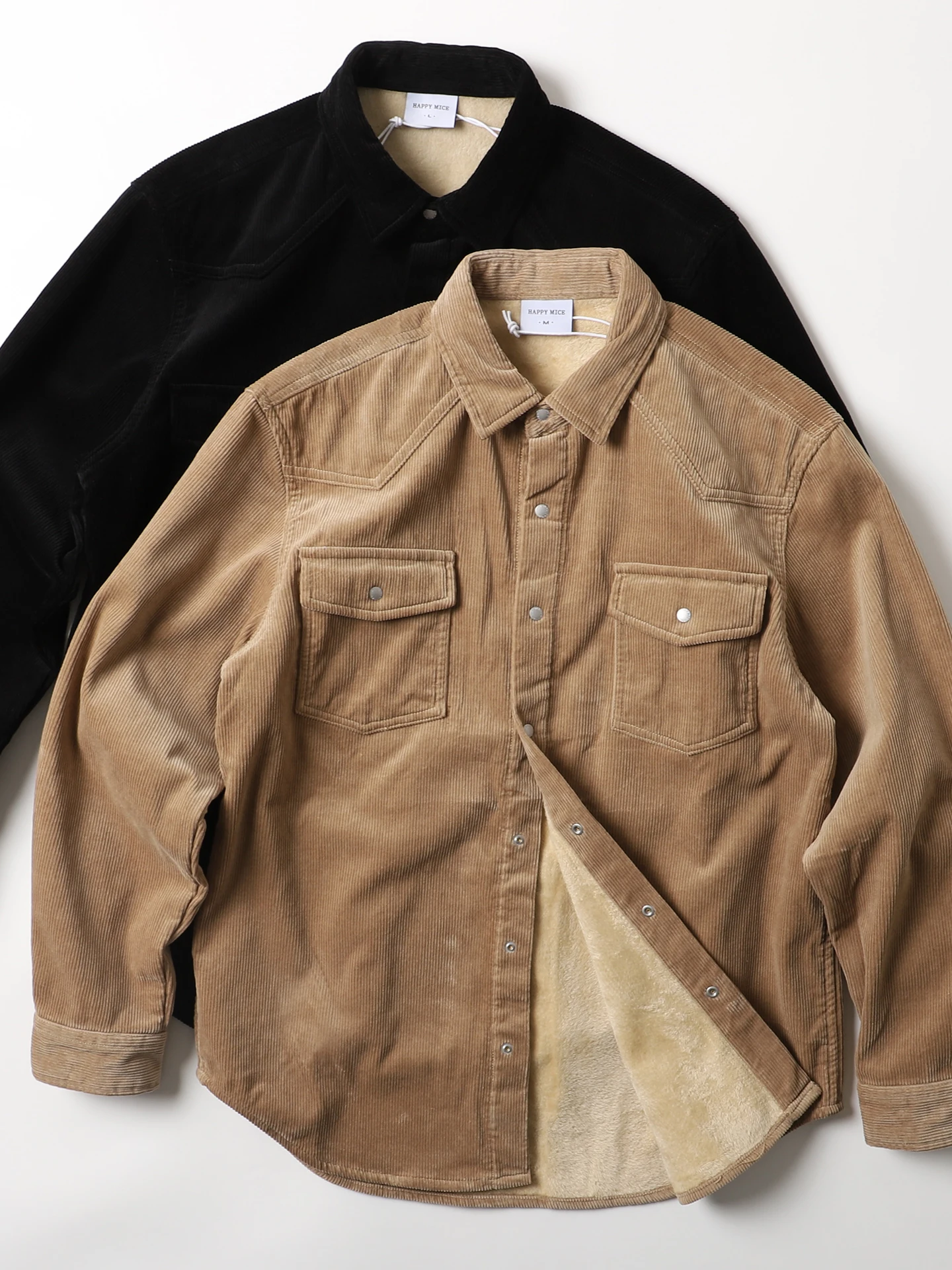 

American Style Heavyweight Retro Washed Pure Cotton Corduroy Long Sleeve Shirt Men's Warm Fleece Lined Thickened Shirt Coat