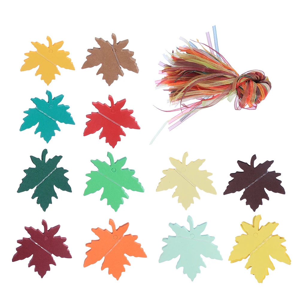 

240pcs Leaf Tags Kraft Paper Hanging Signs Gift Maple Leaf Gift Decor Thanksgiving Label Vintage Office Supplies