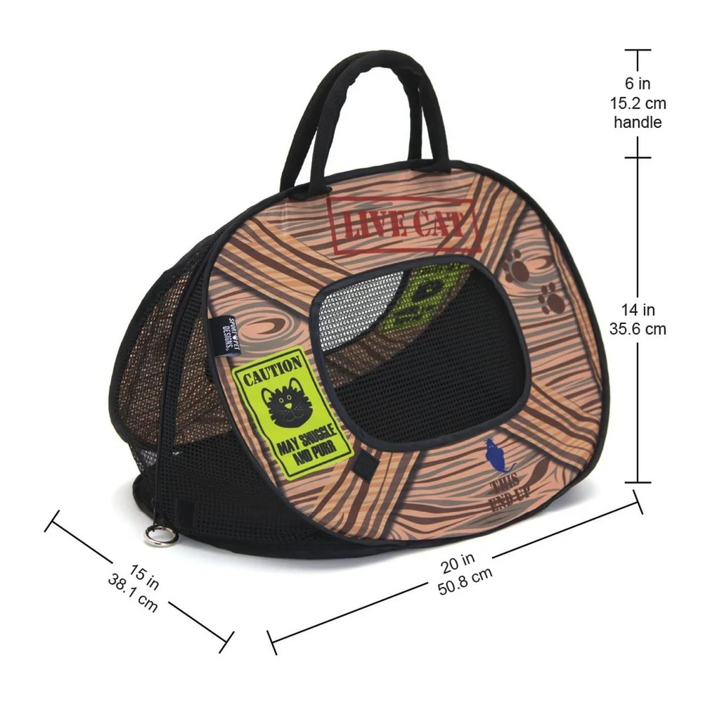 حامل قطط خفيف الوزن قابل للطي، قفل بسحاب، حامل حيوانات أليفة محمول للسفر للقطط والقطط مع ألواح شبكية مهواة #3