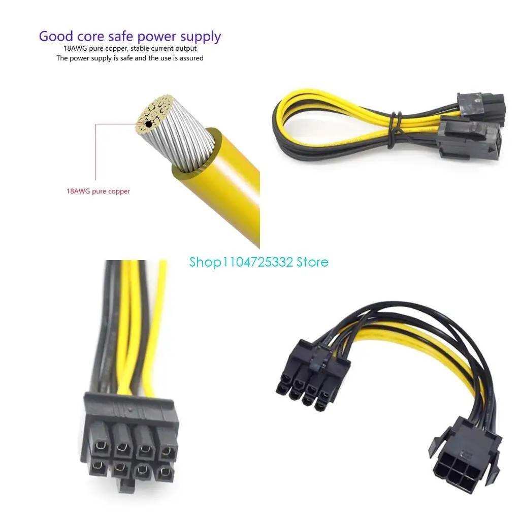 

P5EA PCIe Power Extension Cable PCIe 6Pin Male to 8Pin Female Converters Adapter Cable for PCIExpress Powereds GPU Video