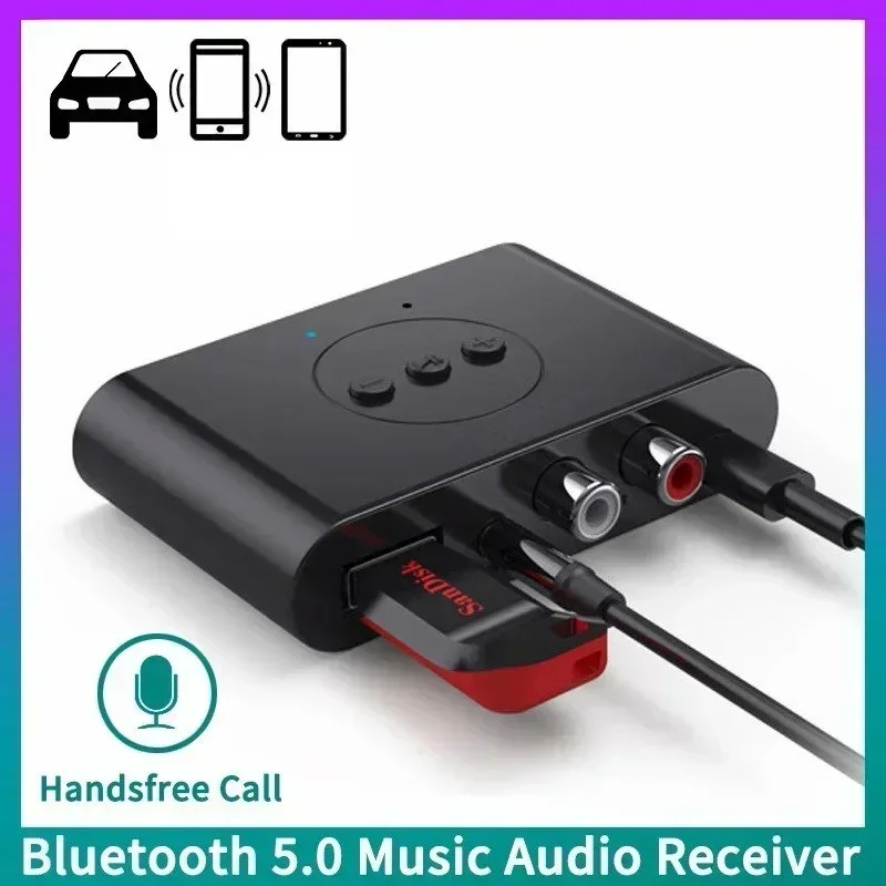 Odbiornik audio Bluetooth 5.0 NFC U Disk RCA 3,5 mm AUX USB Stereo Music Bezprzewodowy adapter z mikrofonem do zestawu samochodowego Wzmacniacz głośnikowy