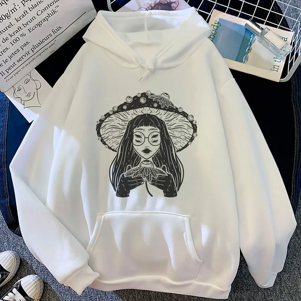 Fashion Women Hoodies Korean Kawaii Funny Skull Graphic Pullovers Autumn Winter Streetwear Casual Round Neck Sweatshirts