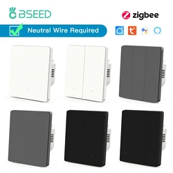 BSEED Zigbee przełączniki światła 1/2/3Gang 1/2/3 przełączniki inteligentna ściana Tuya Smart Life APP Google Alexa neutralne automatyczne odbicie