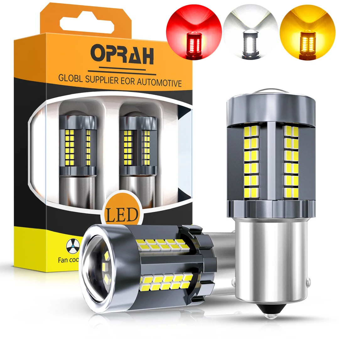 Oprah 2pcs LED Car Lights 1156 BA15S BAU15S PY21W 1157 BAY15D Canbus For Vehicle Accessories Tail Signal Lamps DRL Reverse Bulbs