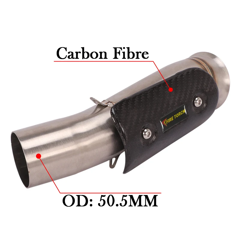 For KTM DUKE 790 890 890R 2018 - 2023 Motorcycle Exhaust Escape Moto Middle Link Pipe Carbon Fiber Cover Connection 51MM Muffler view 2