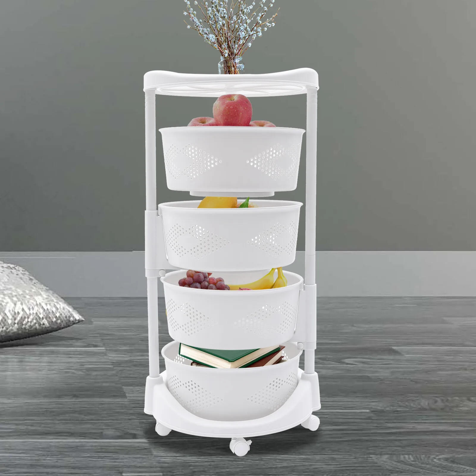 

Multi-Layer Vegetable Rotating Basket Rack Fruit Snack Storage Kitchen Organizer