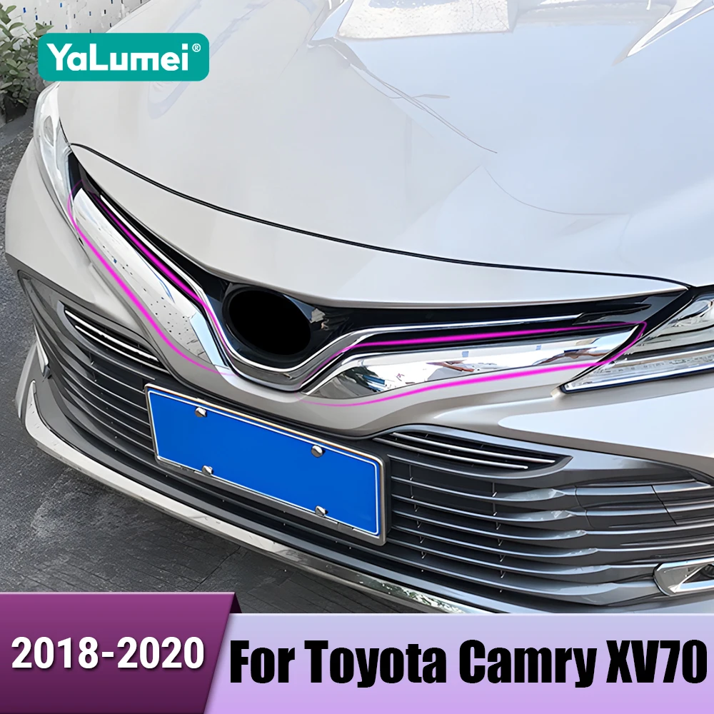 

ABS Car Front Bumper Upper Grille Grill Cover Decorative Trim Sticker External Accessories For Toyota Camry XV70 2018 2019 2020