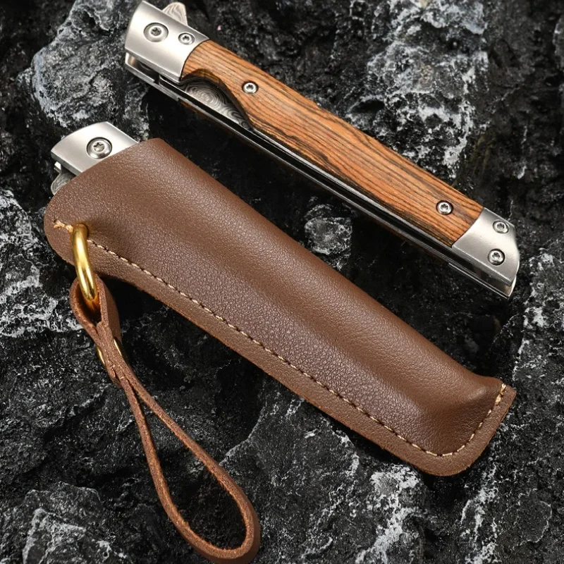 Venta caliente 1 Uds cuchillo plegable con diseño de Damasco cuchillo plegable multiusos de acero inoxidable para acampar al aire libre con dureza de altura