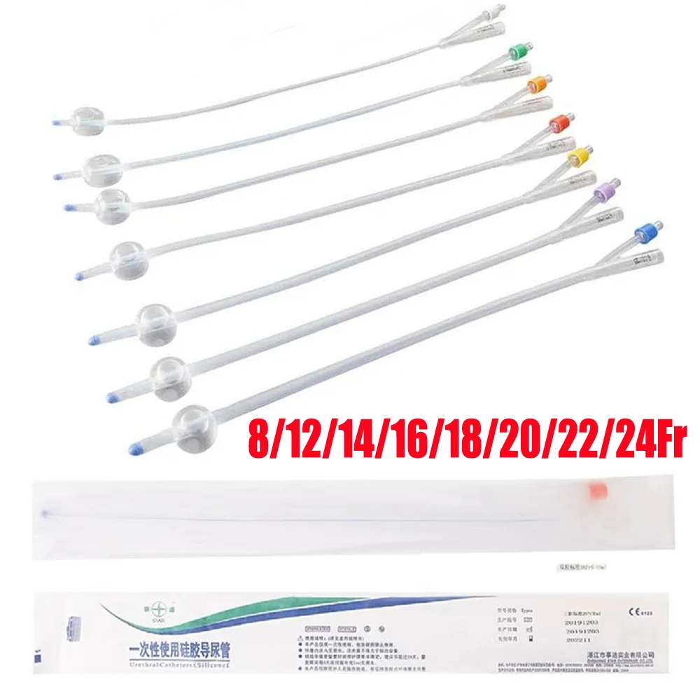 5Pc Medical 8/12/14/16/18/20/22/24Fr Silicone Urinary Catheter Disposable 2 Way Men Foley Balloon Catheter Urological Consumable