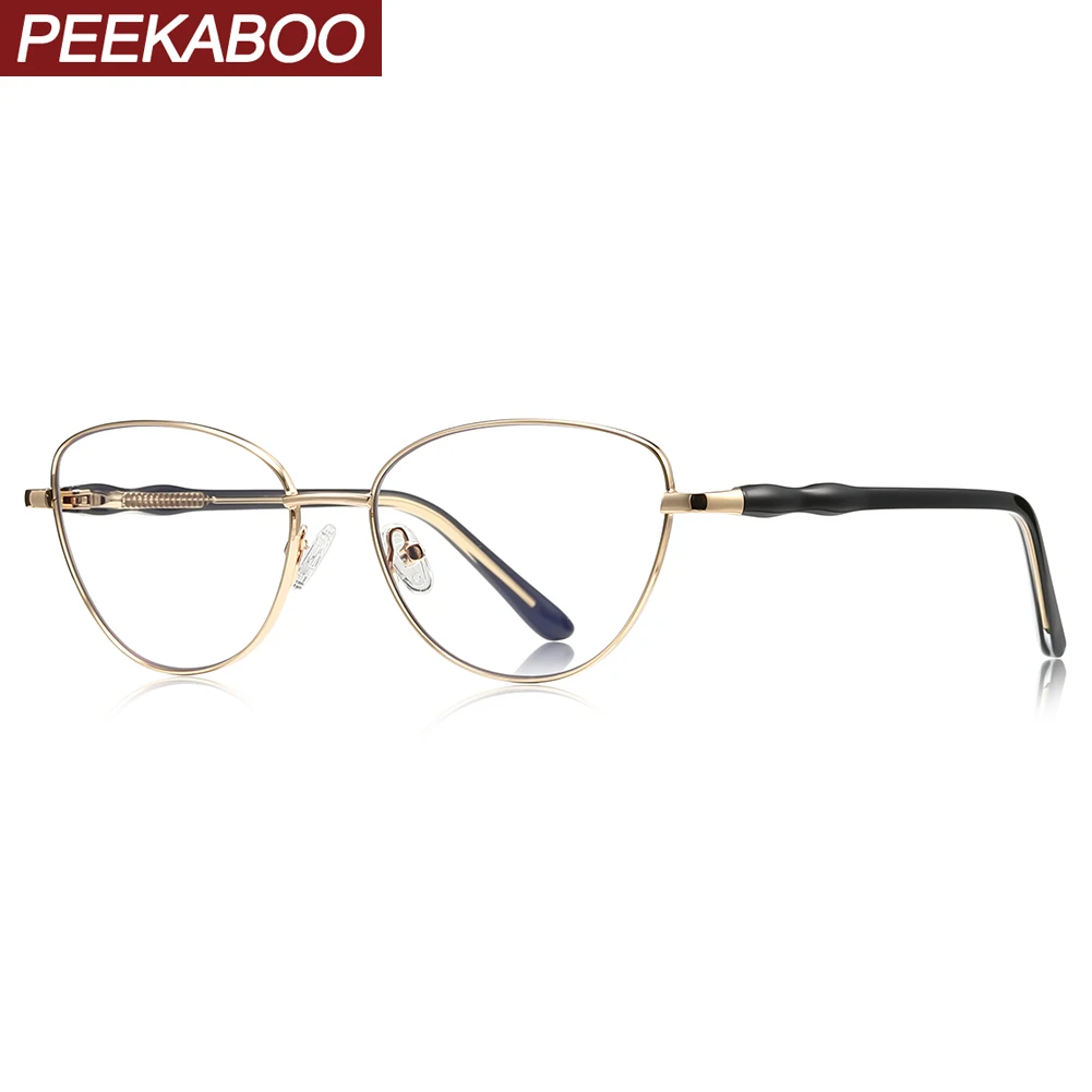 Oculos-de-sol-peekaboo-com-armacao-metalica-estilo-gatinho-lentes-transparentes-anti-luz-azul-Oculos-de-moda-femininos-com-decoracao-em-marrom-preto-e-dourado