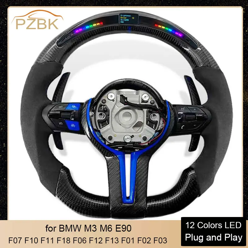 Real Carbon Fiber LED  Car Steering Wheel for BMW F10 F11 F30 F31 F34 F32 F33 F36 F20 F21 F22 F23 M2 M3 M4 M5 M6 E60 E90 E70 E71