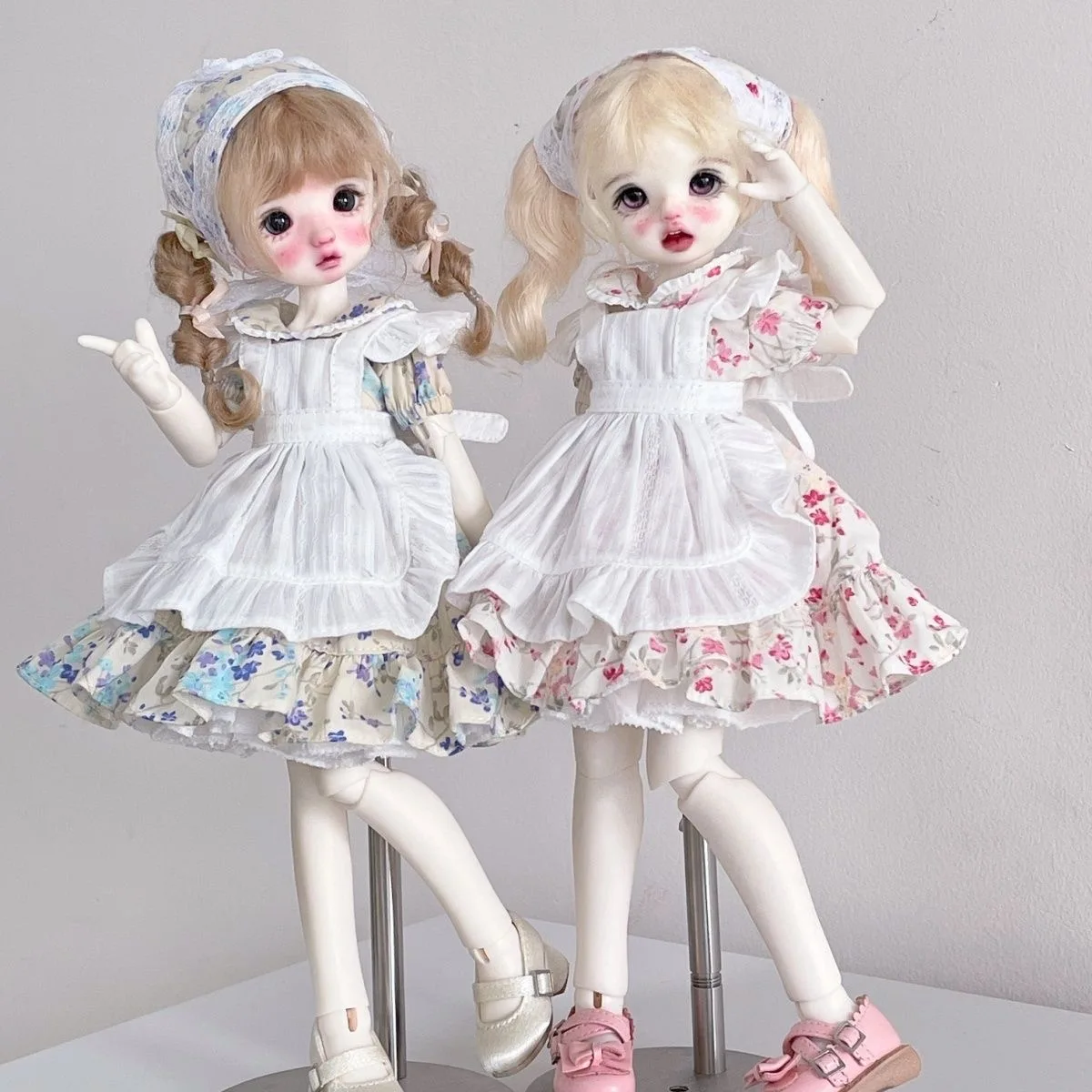BJD doll clothes suitable for 1/6 size mddmsd Cute  floral maid dress clothing set doll accessories (4 points)