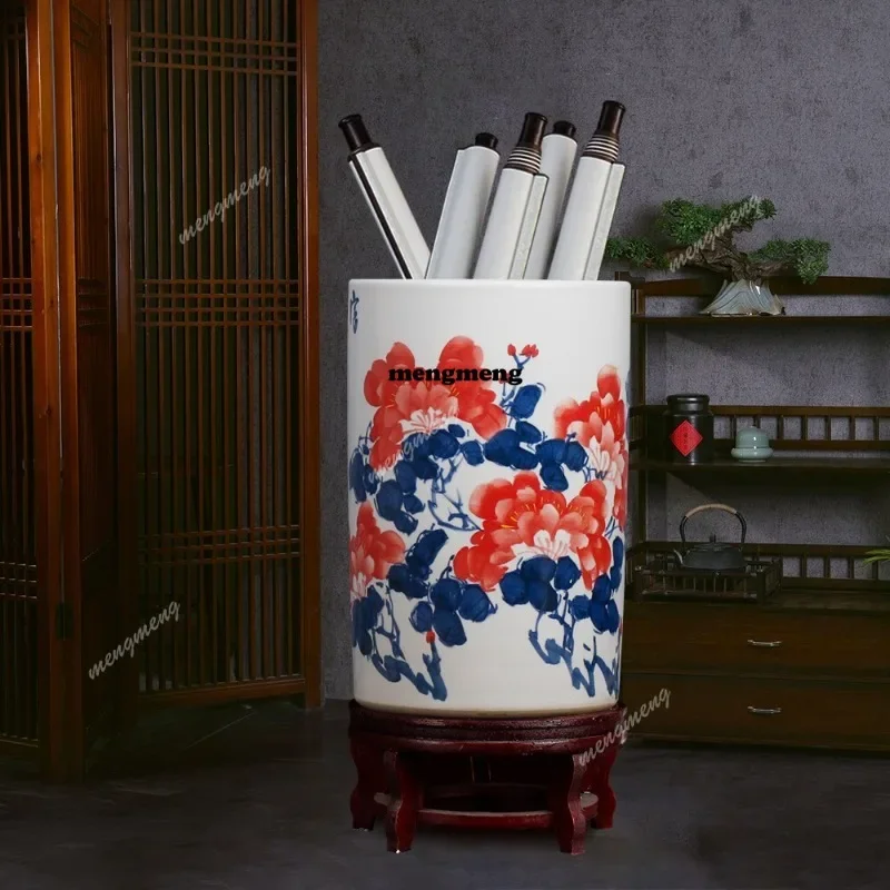 r134 Ceramic large vase quiver painting cylinder scroll calligraphy painting floor flower arrangement living room home decoratio